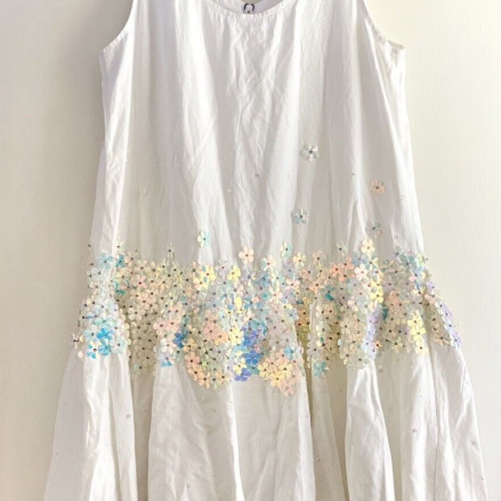 Suno White Sun Dress with Sequins - Picture 2 of 15